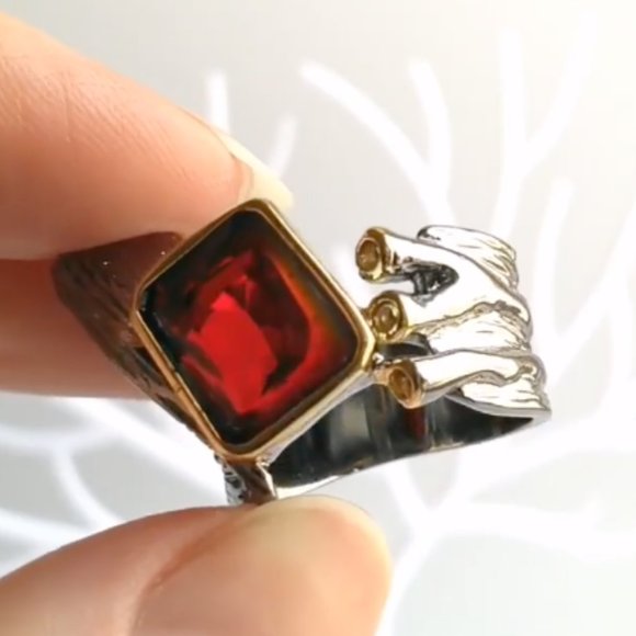 Gold Plated Red Personality Ring - Picture 12 of 17
